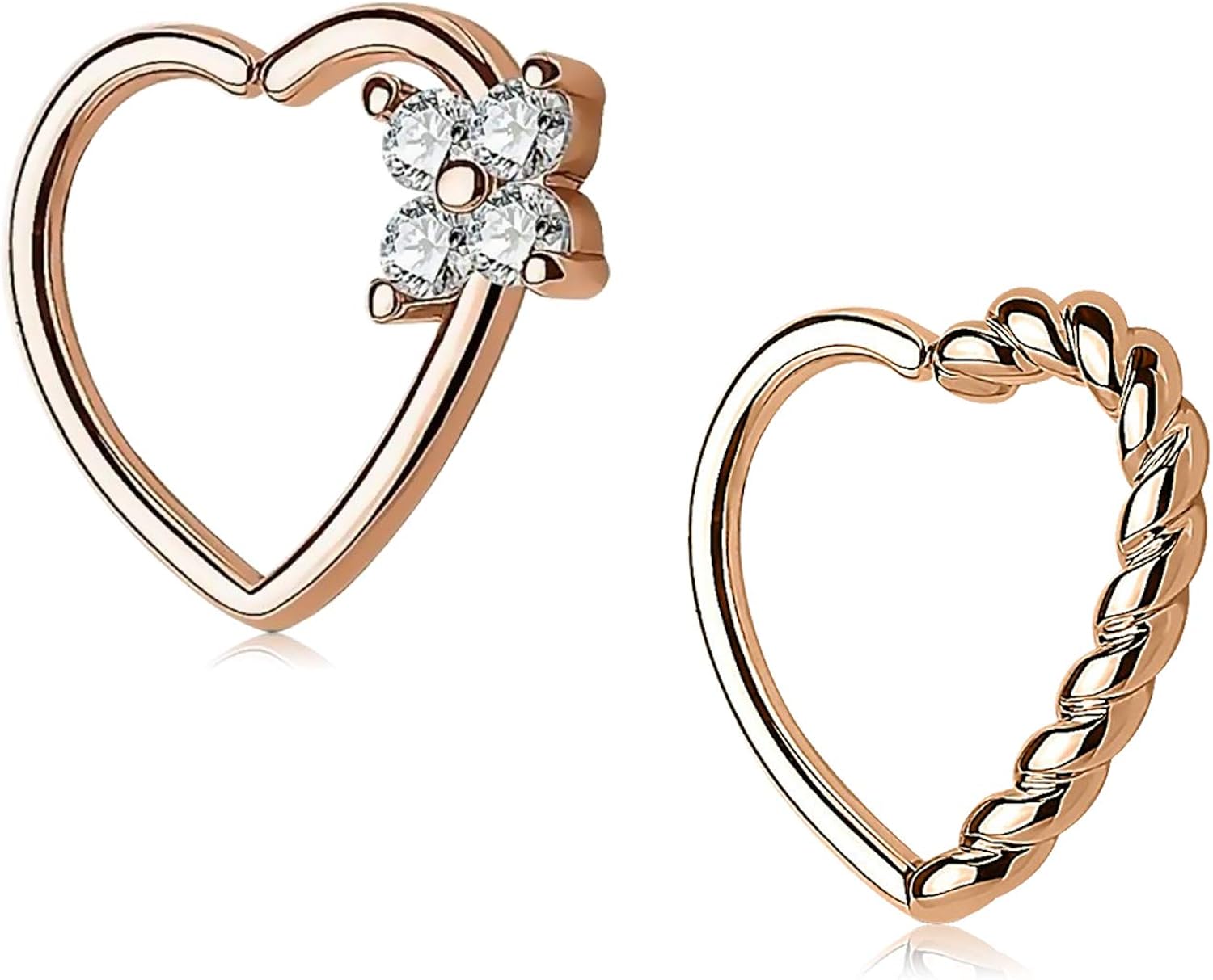 Funseedrr 2er Herz Helix Tragus Cartilage Ring Ohrring Edelstahl mit Stein 8mm Ohr Piercing ...