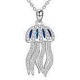 TIGER RIDER Jellyfish 925 Sterling Silver Necklace Blue Jellyfish Pendant Jewelry Gift for Women Birthday Christmas