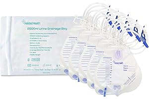 HALSTED HEALTH Urinary Drainage Bag with Anti-Reflux Chamber, 5 Pack, Urine Bag with 2000 mL, 48" Drainage Tube, Clips and Hanging Hook, Premium Home and Hospital Health Aid
