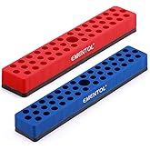 EMENTOL 2PCS 1/4" Magnetic Bits Holder Set - Red and Blue, 86PCS Hole, Bit Organizer with Strong Magnetic, Magnetic Bits Orga