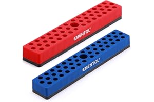 EMENTOL 2PCS 1/4" Magnetic Bits Holder Set - Red and Blue, 86PCS Hole, Bit Organizer with Strong Magnetic, Magnetic Bits Orga