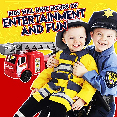 WolVol Emergency 3-Vehicle Garage w/ Pretend Radio & Sounds - Portable Utility Vehicle Station - Ideal Gift for Boys & Girls