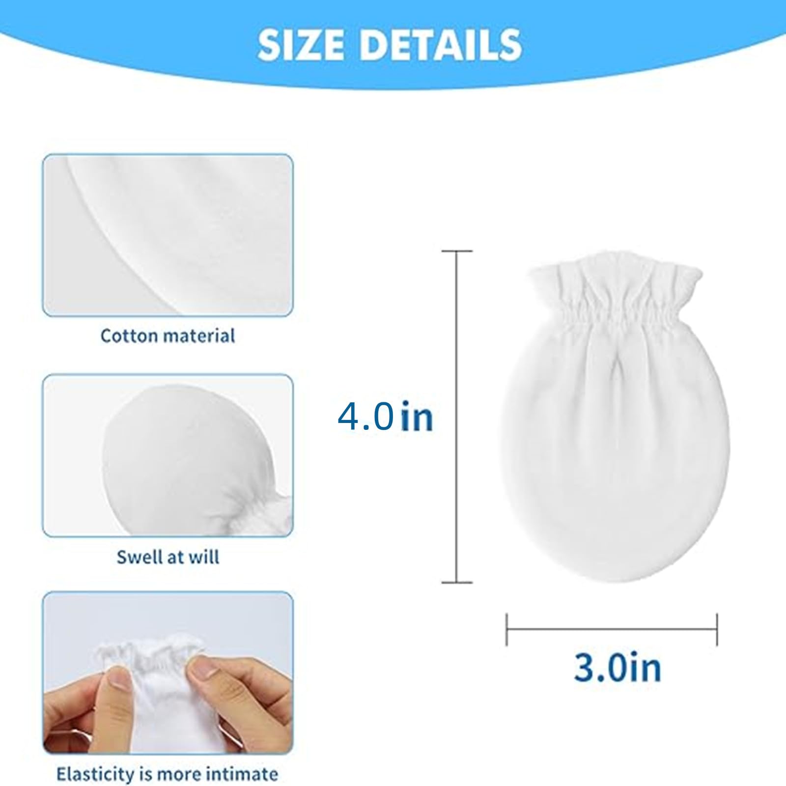 Ycvipo 12 Pairs Newborn Baby Mittens,Unisex-Baby No Scratch Mittens,100% Cotton White Mittens for Baby 0-6 Months