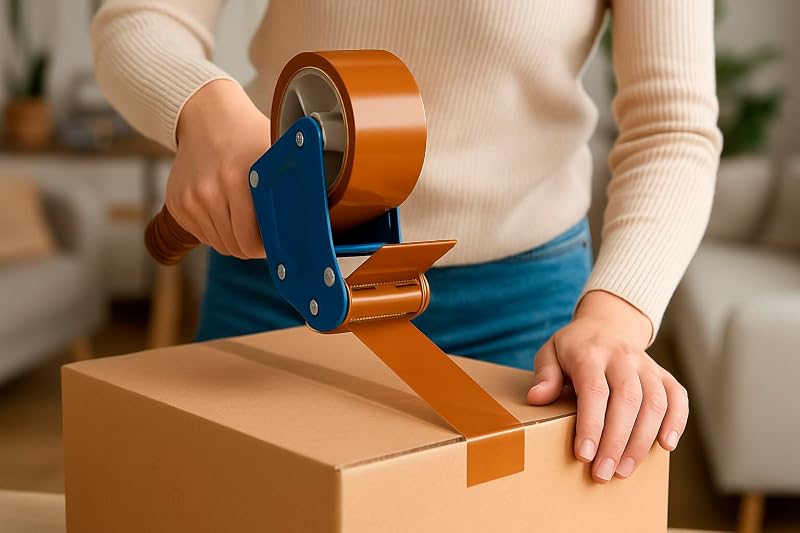 Fita adesiva castanha universal 48 mm x 60 metros - Embalar 6 unidades - Fita adesiva para caixas de cartão, vedação para transportar, armazenar, enviar e transportar caixas