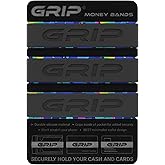 Grip Money Bands (Pack of 3) - BLACK - Premium Silicone Band for Cash & Cards - Slim & Durable Design