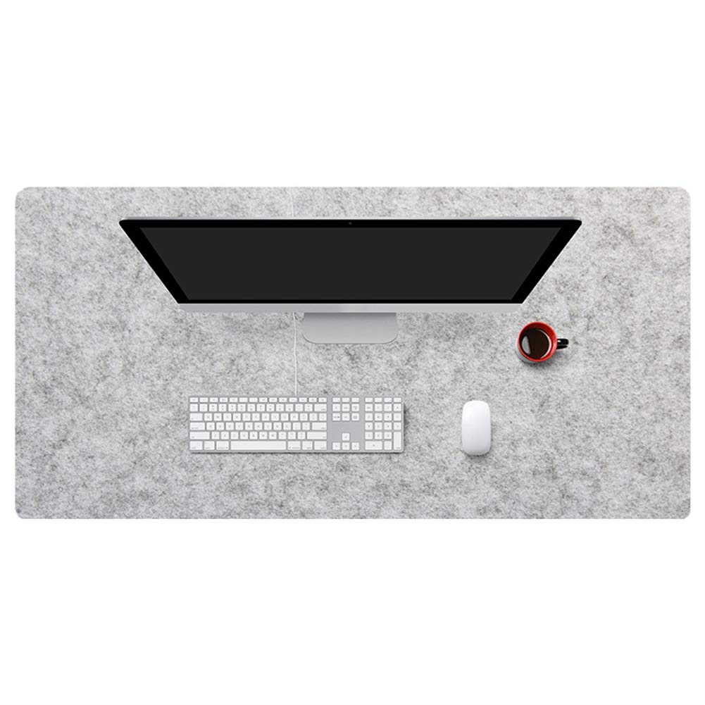 Insun Extended Gaming Mouse Pad Non-Slip Desk Pad Protector Office Writing Mat Felt Base 0.08 Inch Thick Light Grey 80x40cm