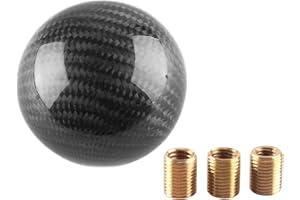 YIUIY Round Ball Shift Knob 5 6 Speed Carbon Fiber Gear Shifter Knob for Manual Automatic Vehicles with Adapters M12x1.25 M8x1.25, M10x1.25, M10x1.5 (Black)