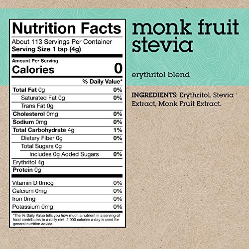 HighKey Monk Fruit, Stevia, Erythritol Sweetener 2:1 Blend - Keto, Diabetic & Paleo Friendly - Granulated, Low Calorie, No Carb Natural Sugar Substitute - Non GMO, Vegan, Kosher, Non Glycemic 16 oz - Thumbnail 2