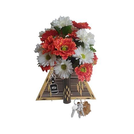 Buy Tovick Wall Decor Key Hanging Flower Vase And Two Bunches Of