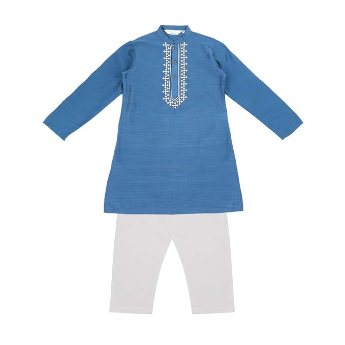 Boy's Rayon Straight Kurta Pyjama (110052522_Blue_2 Yrs)