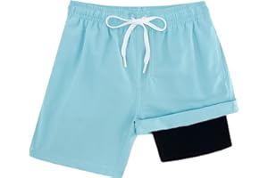 Cozople Boys Swim Trunks Compression Liner Swim Shorts Quick Dry Bathing Suit with Boxer Brief Swimwear 2-20T