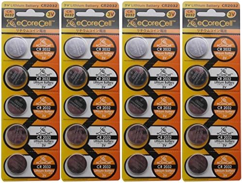 eCoreCell (20pcs) CR2032 5004LC 3V 3 Volt Lithium Single Use Non-Rechargeable Button Coin Cell Battery