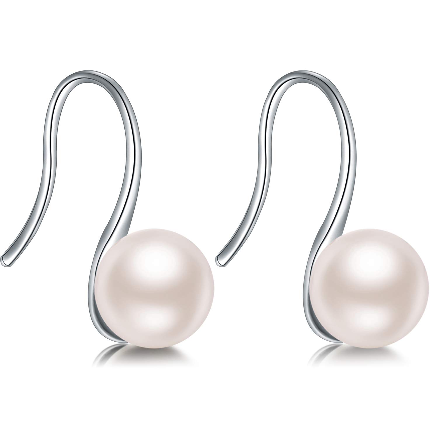 Pearl Earrings Women Drop Pearl Earrings Sterling Silver Pearl Dangle Earrings White Leverback Pearl Earrings for Women Pearl Silver Earrings CZ Pearl Earrings White Faux Pearl Earrings for Women