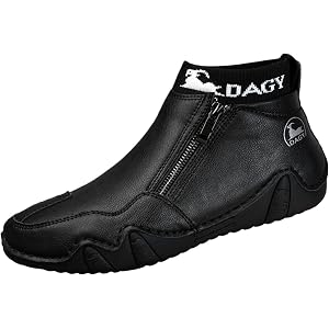 Boots for Men Casual Slip On Ankle Leather Boots Mens Lightweight Boot for Office and Daily Commute Stylish Comfortable Retro