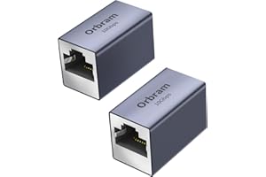 Orbram UL Listed Ethernet Extender 10Gbps, 2 Pack RJ45 Coupler Adapter for Cat8/Cat7/Cat6a/Cat6/Cat5 Cable, 328ft Long-Distance Connection, Female to Female Coupler, Aluminum Alloy Shell, Space Grey