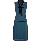 Vijiv Womens 1920s Midi Flapper Dress V Neck Grey Bow Roaring 20s Great Gatsby Dress