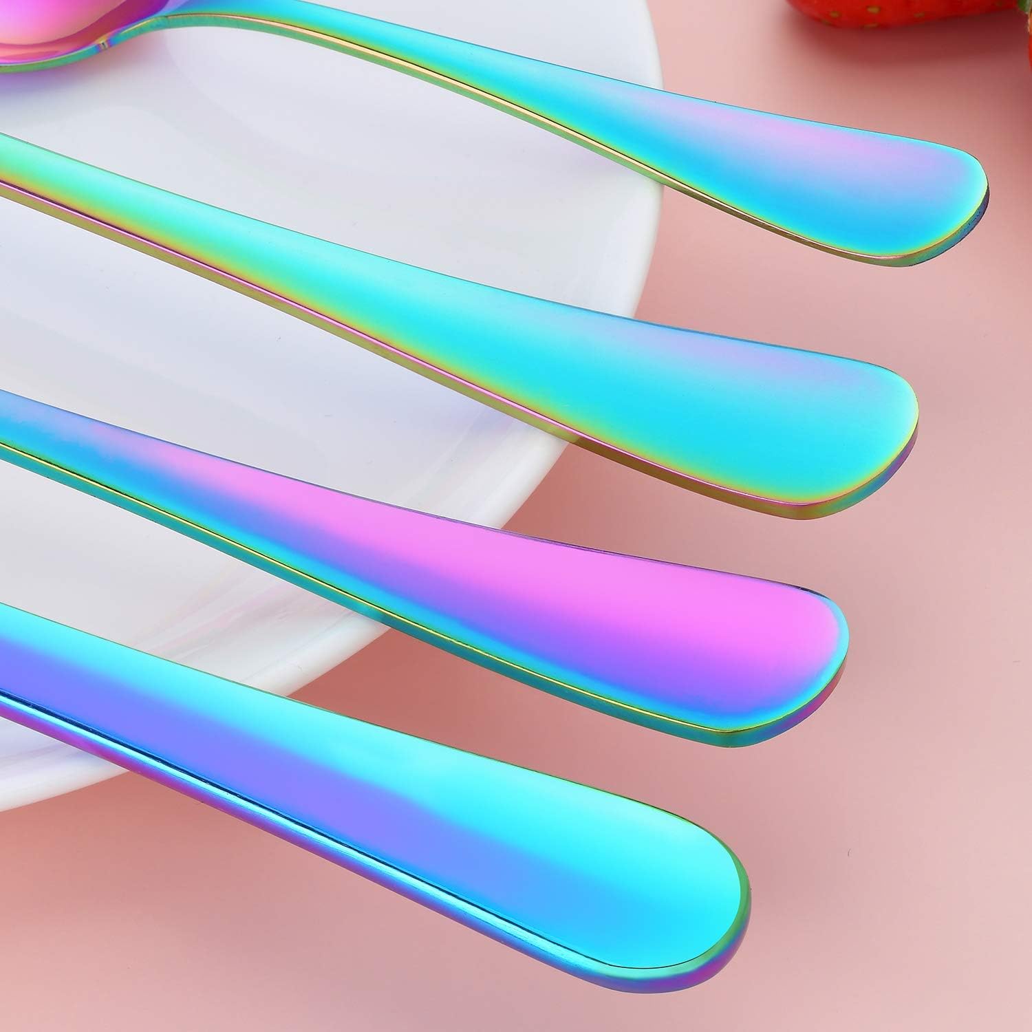 Cutlery Set, BEWOS 16-Piece Stainless Steel Flatware Set, Tableware Silverware Set including Rainbow Spoon Knife and Fork Set - Image 5