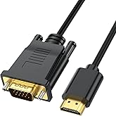 HDMI to VGA Cable 6 Feet, 1.8M HDMI to VGA (Male to Male) 1080P HD Video Cord Compatible for Computer, Desktop, Laptop, PC, M