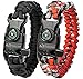 A2S Protection Paracord Bracelet K2-Peak – Survival Gear Kit with Embedded Compass, Fire Starter, Emergency Knife & Whistle (Black / Red 8
