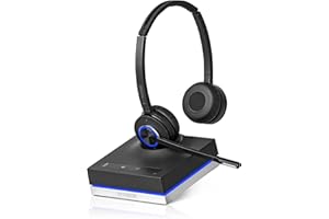 Leitner LH575 2-in-1 Wireless Office Headset with Mic - Computer & Telephone Headset (DECT Headset, not Bluetooth) - 5 Year Warranty - Phone Headsets for Office Phones