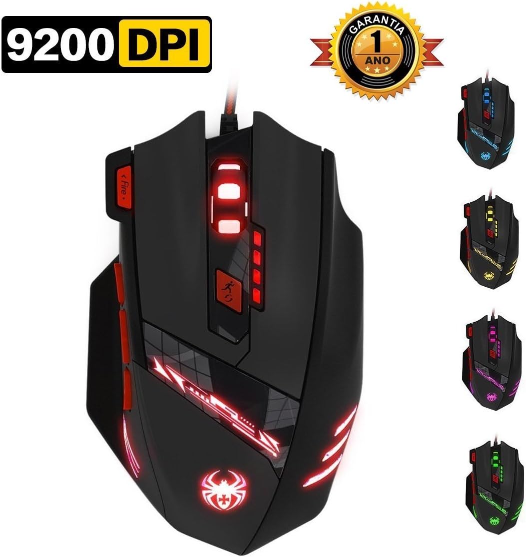 USB Mouse for PC Gaming corvik with 9200 DPI Includes Manual in Spanish Red Zelotes T90