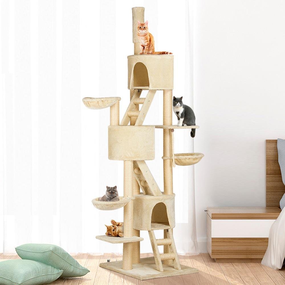 Yaheetech Huge Cat Tree Furniture Adjustable Height 92-106inch Beige