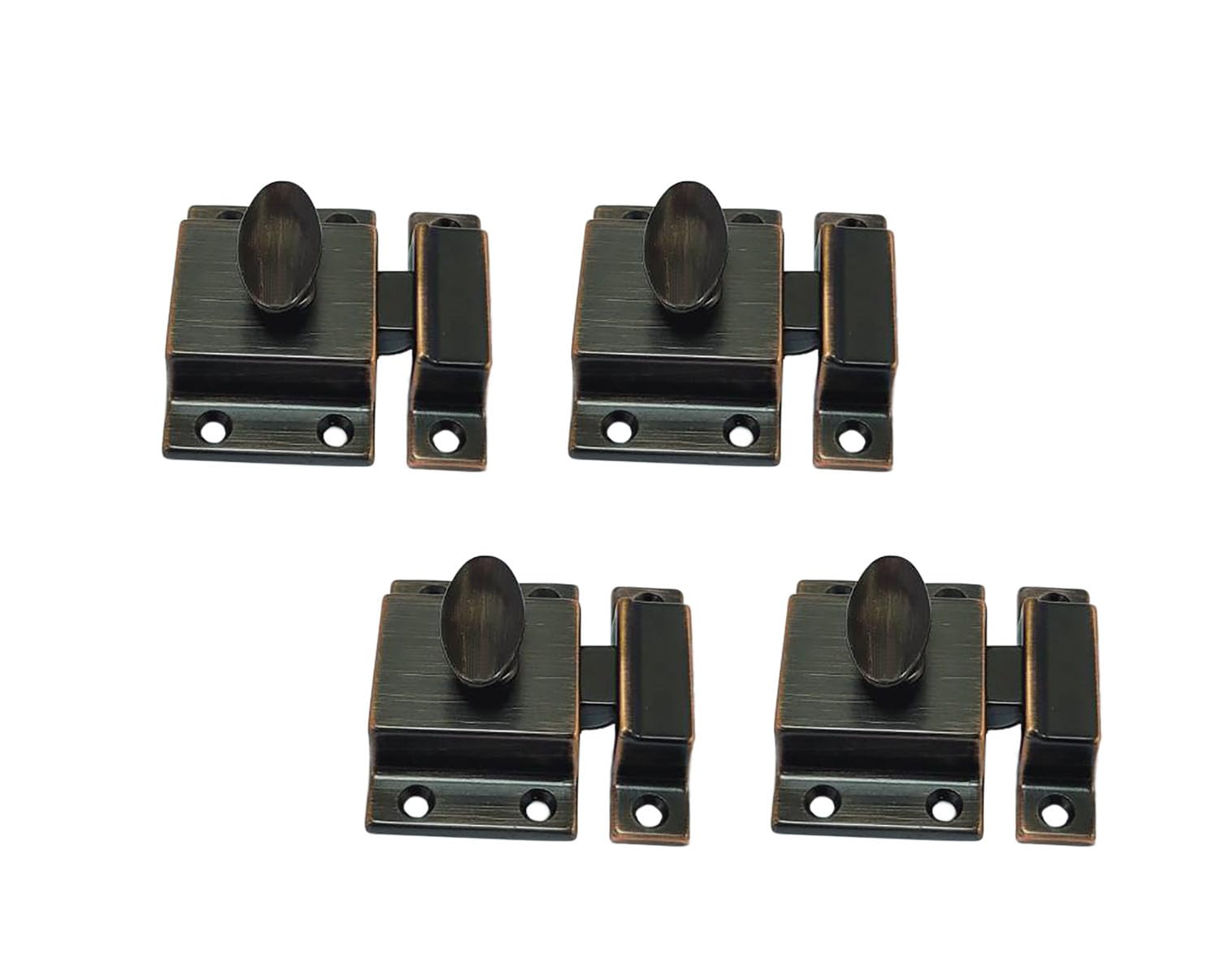 QCAA Traditional Large Oval Turn Cabinet Latch, Solid Brass, 2", for Cupboard & Other Furniture, Venetian Classical ORB (Oil-Rubbed Bronze), 4 Pack, Made in Taiwan
