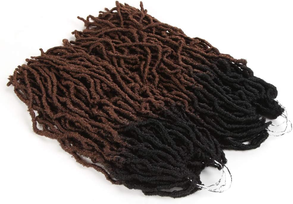 FASHION IDOL Faux Locs Crochet Hair 14 Inch Natural Wavy Locs Crochet Hair 6 Bundles Crochet Dreadlocks Extensions for Black Women Brown Ombre (TT1B/30)