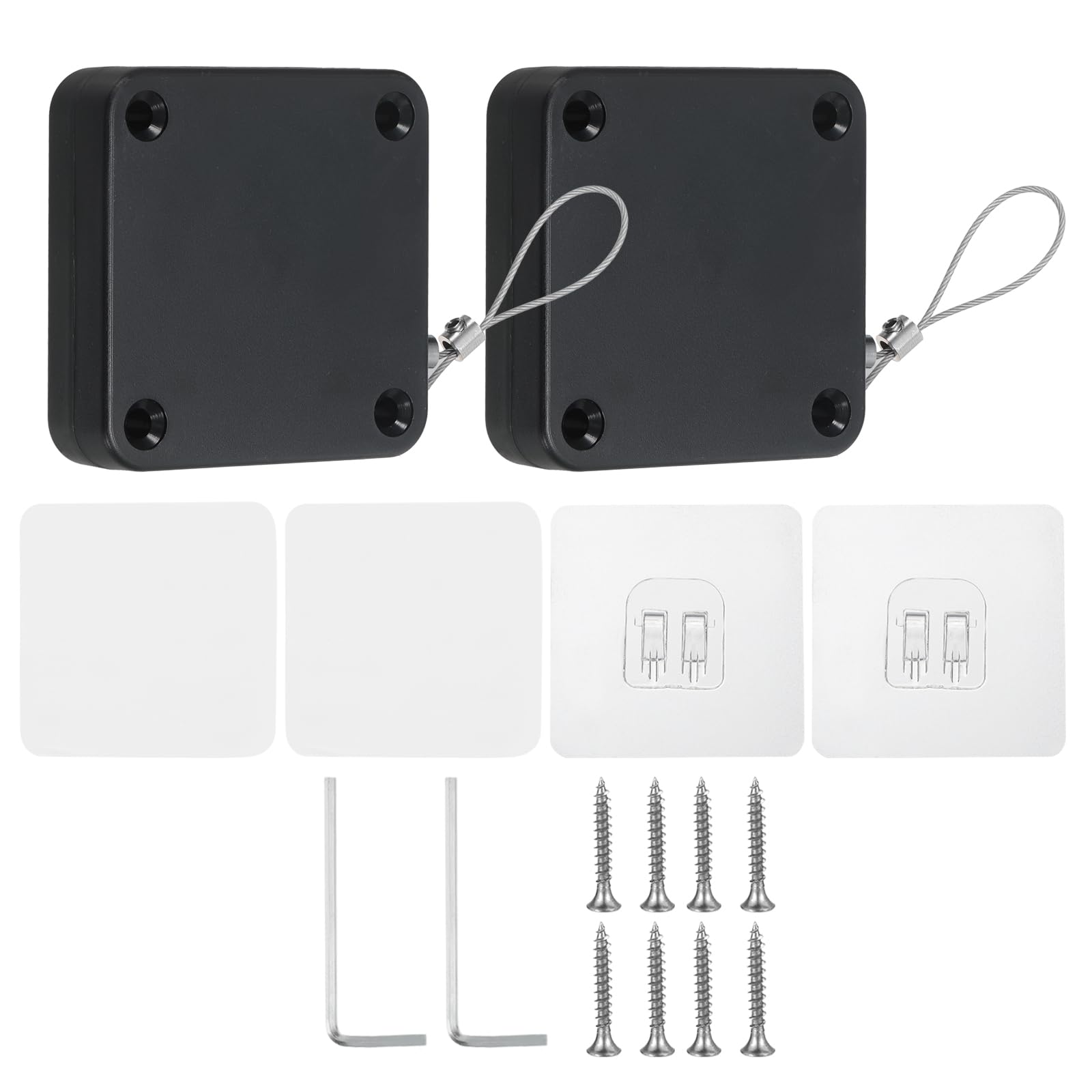 PATIKIL Punch-Free 1000g Automatic Sliding Screen Door Closer, Multifunctional Storm Sensor Door Closer with Steel Drawstring for Bedroom Storm Bathroom Study Room, Black 2Pcs