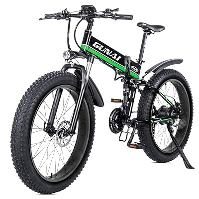 GUNAI 1000W Electric Fat Tire Bike,26 Inches Folding Kuwait Ubuy