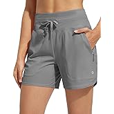 baleaf Women's 5" Swim Board Shorts High Waisted Quick Dry UPF 50+ Swimsuit Swimming Bottoms with Boxer Liner Zipper Pockets
