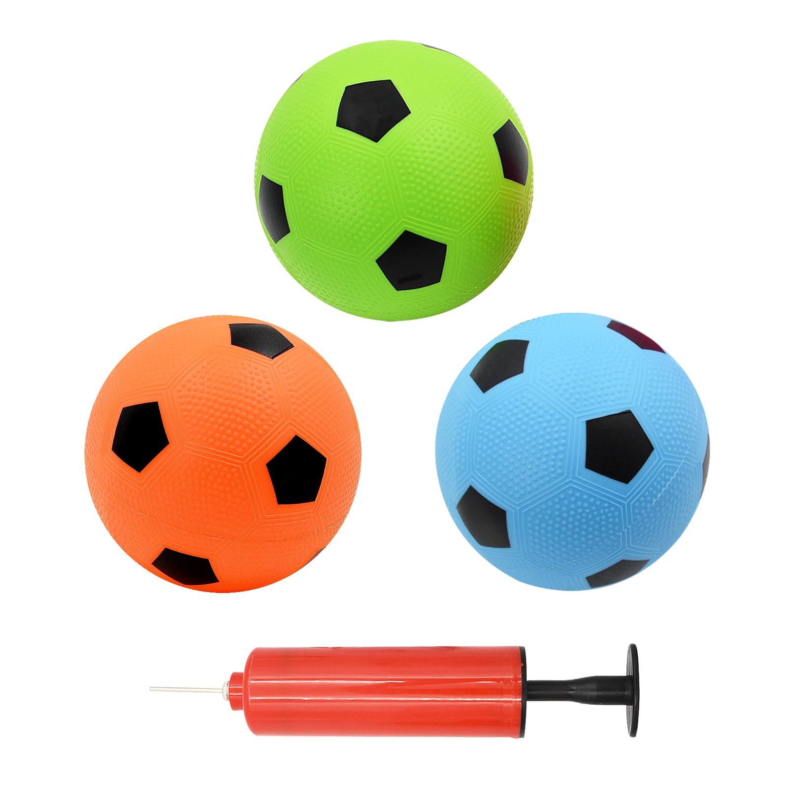 Coriver 3 Pack Mini Football, 15cm Inflatable Small Soccer Ball, 3 Colours Soccer Ball with Pump, Summer Pool Beach Ball, Outdoor Indoor Sports Game for Kids Adults Play Training