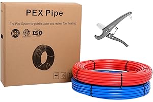 EFIELD 1/2-inch 2 x50 ft Pex-b Pipe/Tubing, NSF Certified for Potable Water, Hot/Cold Water, Blue & Red 100 ft Length for Plumbing and Heating Applications, with Pipe Cutter,(AB-2-50)