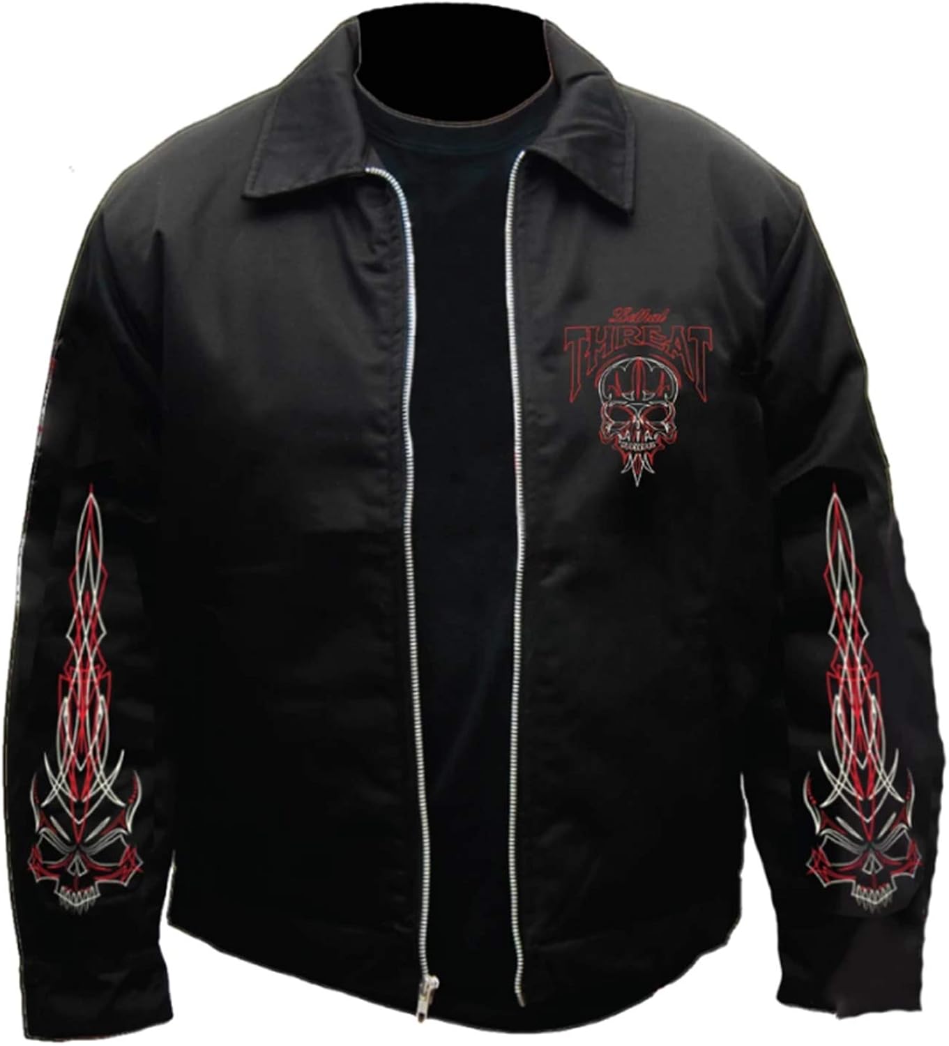 Lethal Threat Pinstripe Mechanic Jacket, Black, at Amazon Men’s