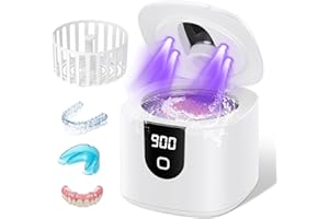 MOEILA 45kHz Ultrasonic Retainer Denture Cleaner Machine, Fast Cleaning for Aligners, Mouth Guards, Braces, Toothbrush Heads & Jewelry, 200ML Dental Cleaning Pod, 4 Modes & Digital Timer, White