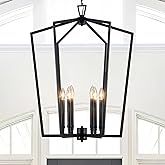 Vezzio 6-Light Black Chandelier for Entryway Foyer, D25 Inch Modern Farmhouse Industrial Pendant Light Fixture Adjustable Cha