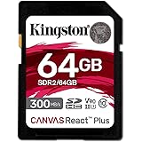 Kingston Canvas React Plus 64GB SD Card | SDXC UHS-II | 300R/260W U3 V90 | Full HD/4K/8K | SDR2/64GB