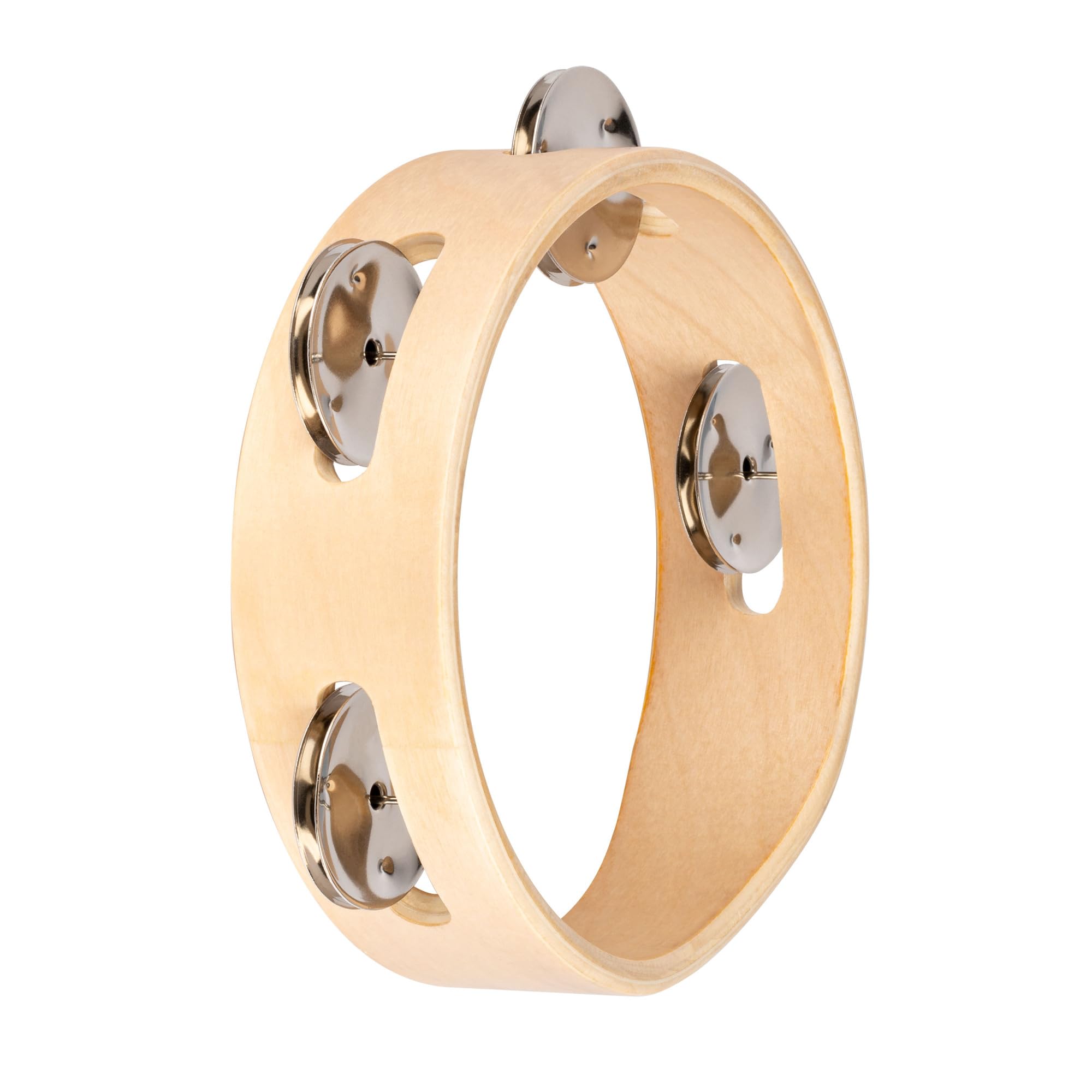 Nino Percussion Wood Tambourine Instrument - Musical Instrument for Children from 3 Years - Diameter 6 inch - 1 Row Jingles - Maple Plywood, Natural (NINO941)