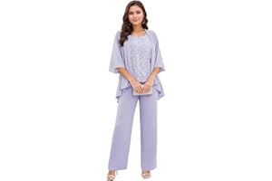 3 Piece Mother of The Bride Pant Suits for Wedding Plus Size Evening Party Pant Suit Setwith Jacket Formal Outfits