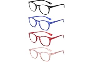 IVNUOYI 4 Pack Reading Glasses Blue Light Blocking, Vintage Matte Round Frame Computer Readers for Men Women 1.75