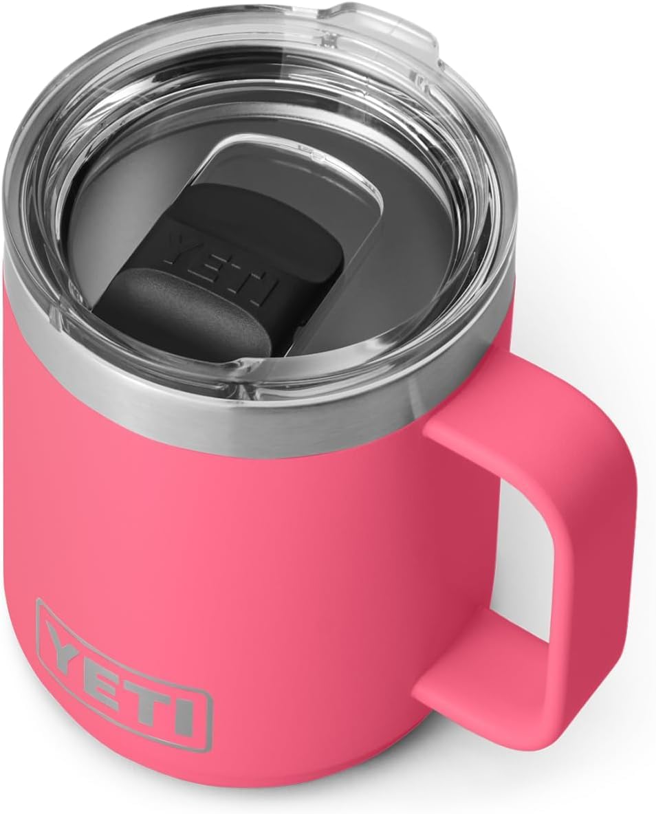 YETI Rambler Mug, Vacuum Insulated Stainless Steel Stackable Mug with Magslider Lid, Tropical Pink, 10 oz (295 ml)