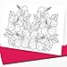 Art Eclect Adult Coloring Flower Greeting Cards for Birthdays, Anniversary, Thank You and Sympathy Cards (10 Cards and 10 Envelopes, Set Flowers B/Pink)