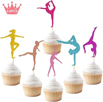 Amazon Com Gymnastics Cupcake Topper Gymnast Themed Cake Food