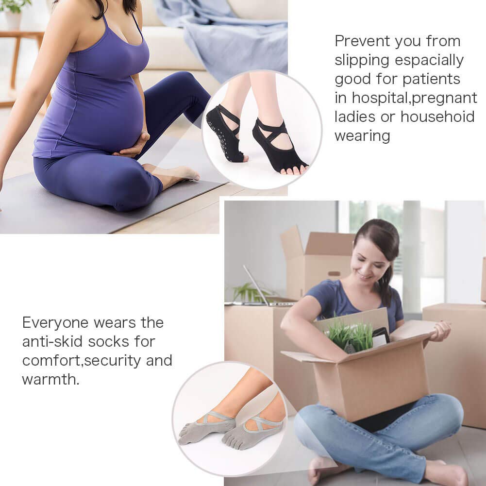 Clean Dell Yoga Socks for Women Non-Slip Grips & Straps, Ideal for Pilates, Pure Barre, Ballet, Dance, Barefoot Workout