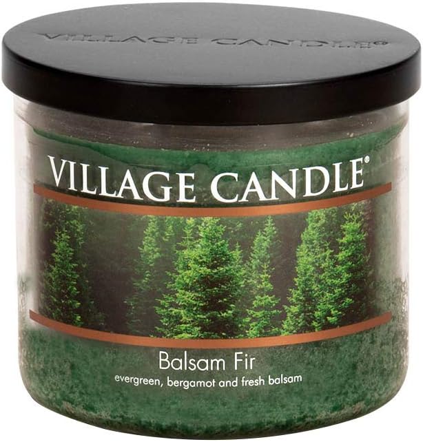Village Candle Balsam Fir 17 oz Glass Bowl Scented Candle, Medium