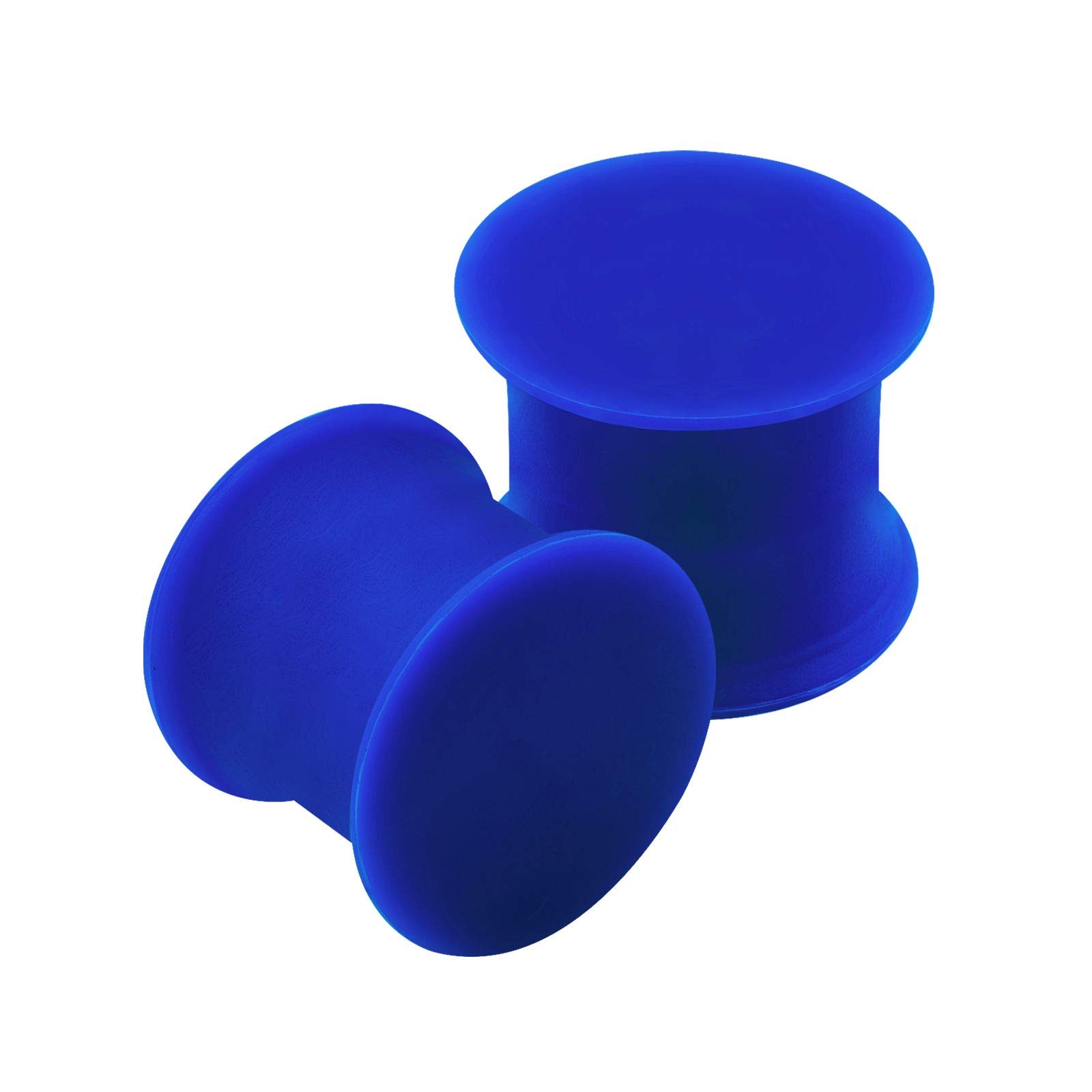 KJM FASHION 2PCS Silicone Dark Blue 00g 10mm Double Flared Saddle Cute Stretcher Ear Gauge Plug Earring Lobe Piercing Jewellery 2708