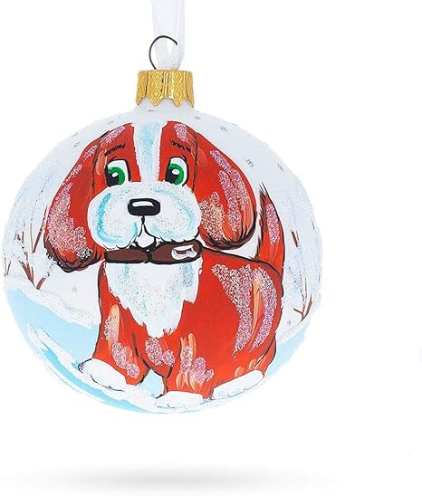 Amazon Co Jp 3 25 犬ウォーキング冬のガラスボールクリスマスオーナメント ホーム キッチン