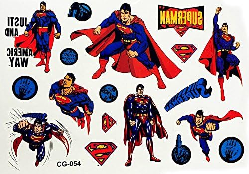Paper Moon Tats Superhero Superman Temporary Tattoos for Kids