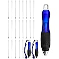 lyforx 24-Pack Big Fat Pens Aids Writing For Tremor, Arthritis, Parkinson, Handicap, Carpal Tunnel Large Wide Grip Pens Blue (3 Pens + 12Black Refills + 9 Blue Refills)