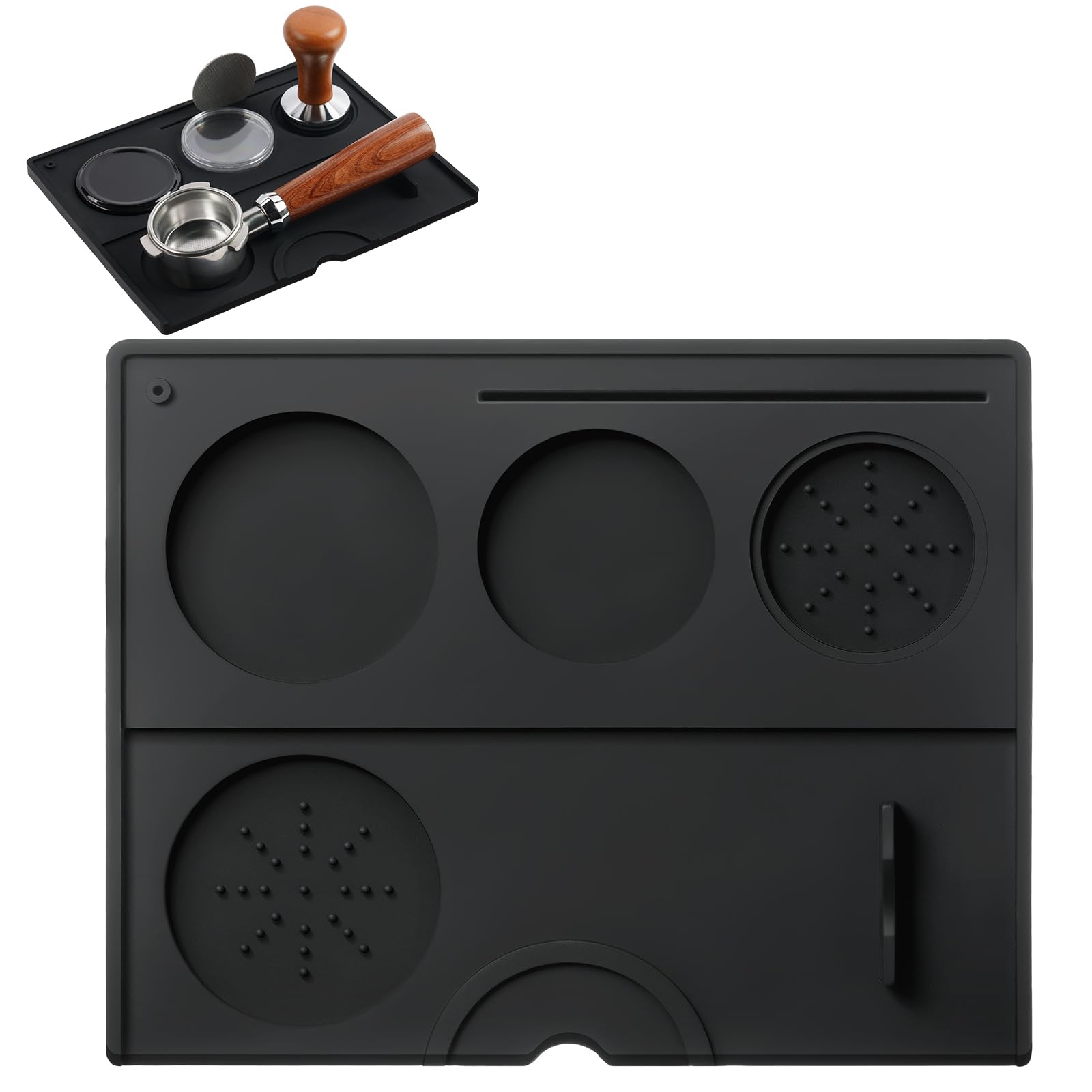 HOTUT Coffee Tamper Mat, 25 * 20 cm Espresso Silicone Mat, Tamping Mat, Non Slip Countertop Coffee Tamper Mat, Coffee Espresso Flat Tamping Mat for Barista Tool Home Kitchen Coffee Shop